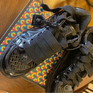 Stylish Black Patent Leather lace-up Sneakers